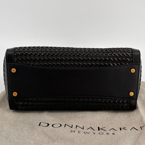 Donna Karan New York Valley Stream Black Woven Leather Small Tote Bag - Picture 9 of 16